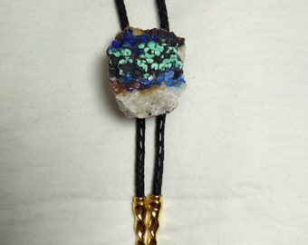 Rock Bolo Tie: Linerite, Atacamite, & Chrysocolla