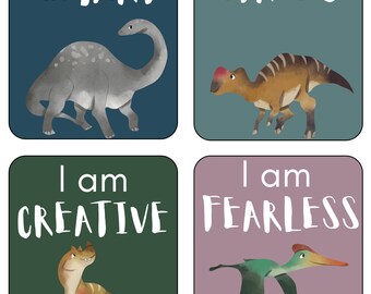 PRINTABLE Dinosaur Affirmation Cards (Toddler 2-4)