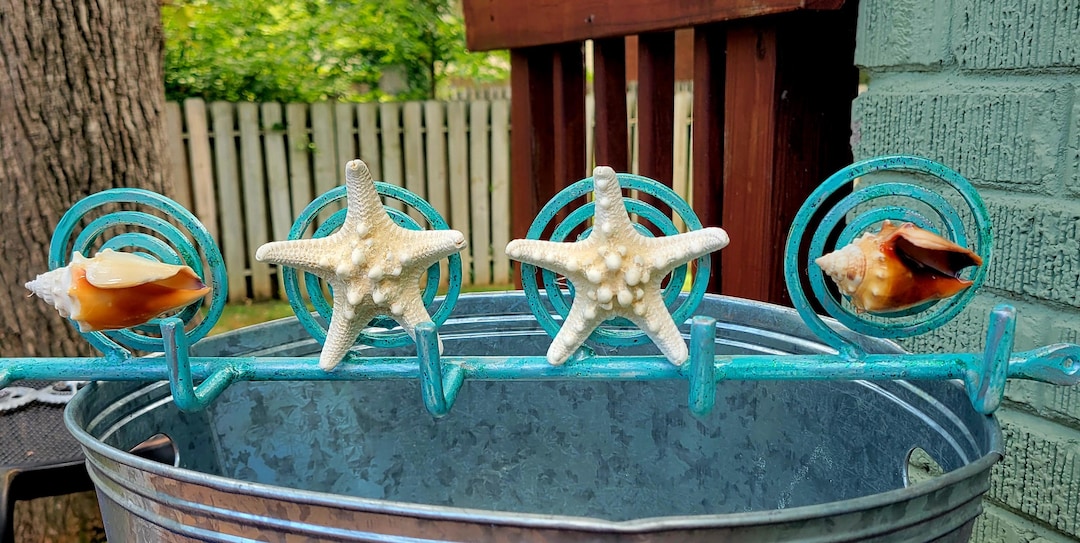 Classic Coastal Towel Bar or Coat Hook. Organizer. Upcycled. Metal Wall