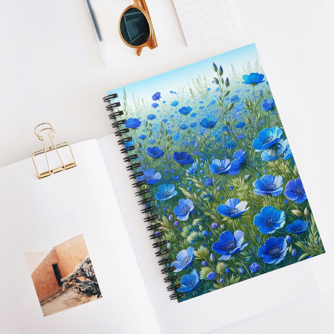Blue Wildflowers Spiral Notebook - Ruled Line - Etsy