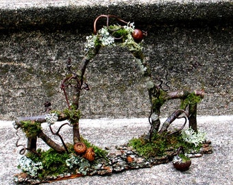 Faery Garden Gate, Custom Order, natural materials, dollhouse, woodland, rustic, waldorf, fairy, miniatures