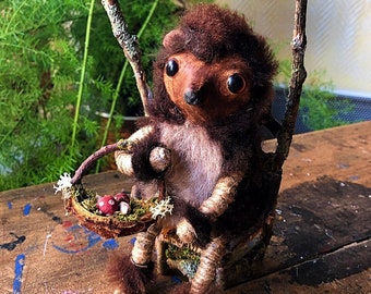 Hedgehog pixie shapeshifter doll custom order, art doll, faery doll