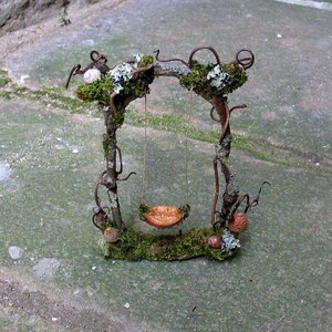 Faery Swing, Custom Order, fairy garden, dollhouse, fairy house, miniatures, natural materials, woodland, creative play, Waldorf, fairy