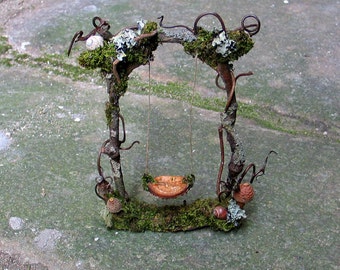 Faery Swing, Custom Order, fairy garden, dollhouse, fairy house, miniatures, natural materials, woodland, creative play, Waldorf, fairy