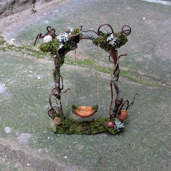 Faery Swing, Custom Order, fairy garden, dollhouse, fairy house, miniatures, natural materials, woodland, creative play, Waldorf, fairy