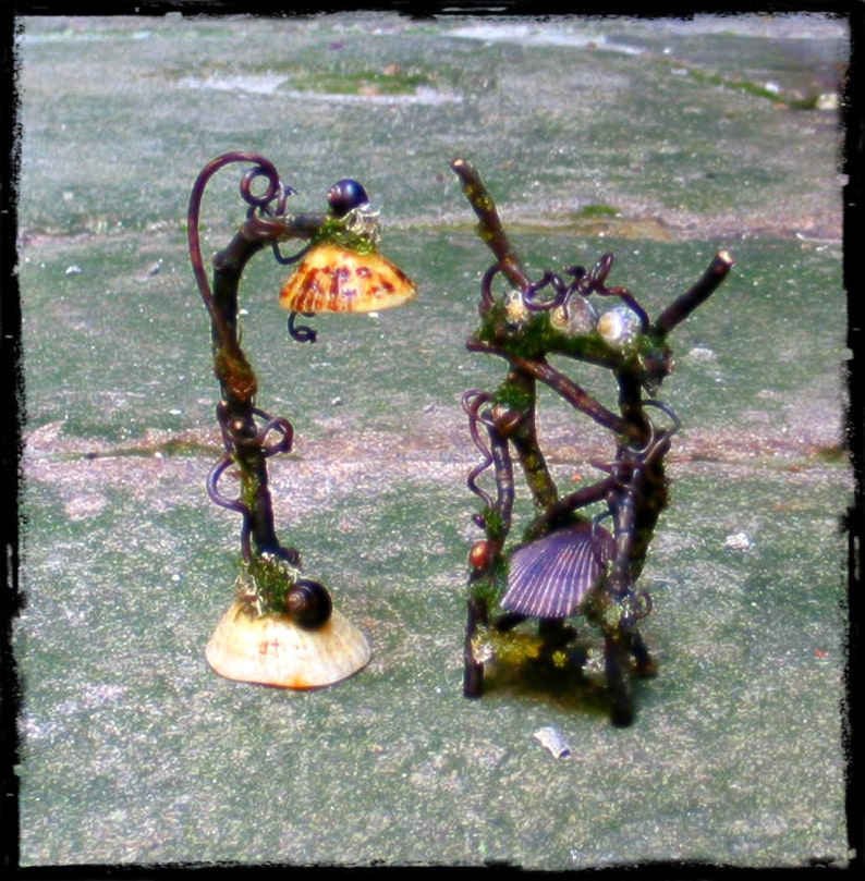 Faery Floor Lamp, fairy, faery dollhouses, faery gardens, fantasy, magic, Waldorf, natural materials, miniature lamp image 2