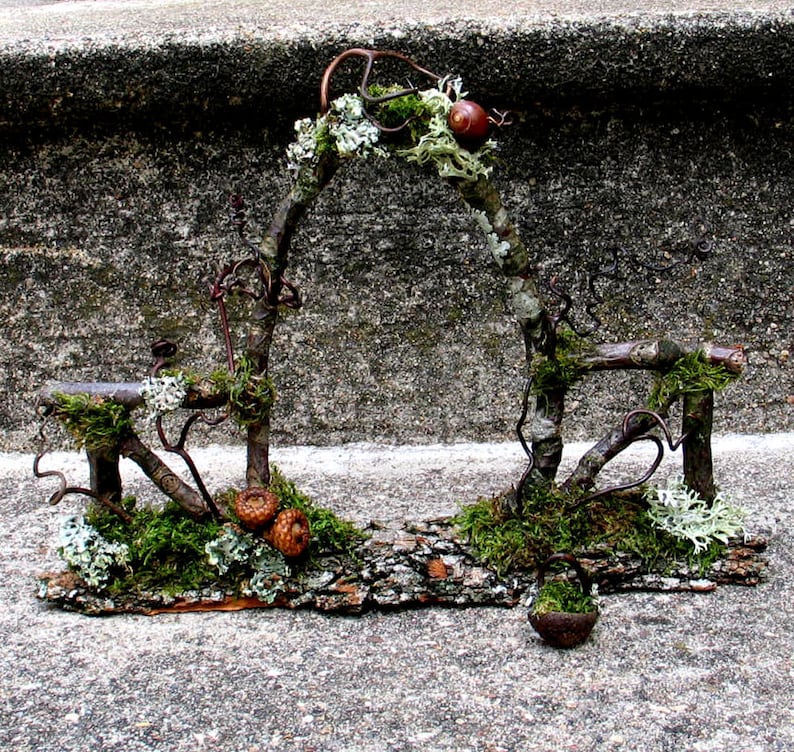 Faery Garden Gate, Custom Order, natural materials, dollhouse, woodland, rustic, waldorf, fairy, miniatures image 4