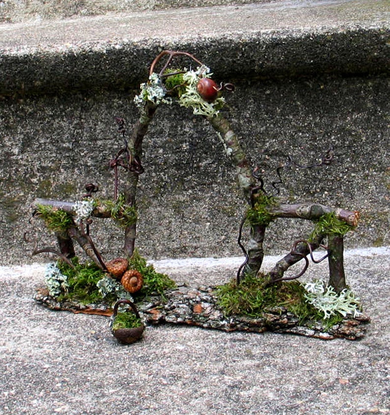 Faery Garden Gate, Custom Order, natural materials, dollhouse, woodland, rustic, waldorf, fairy, miniatures image 3