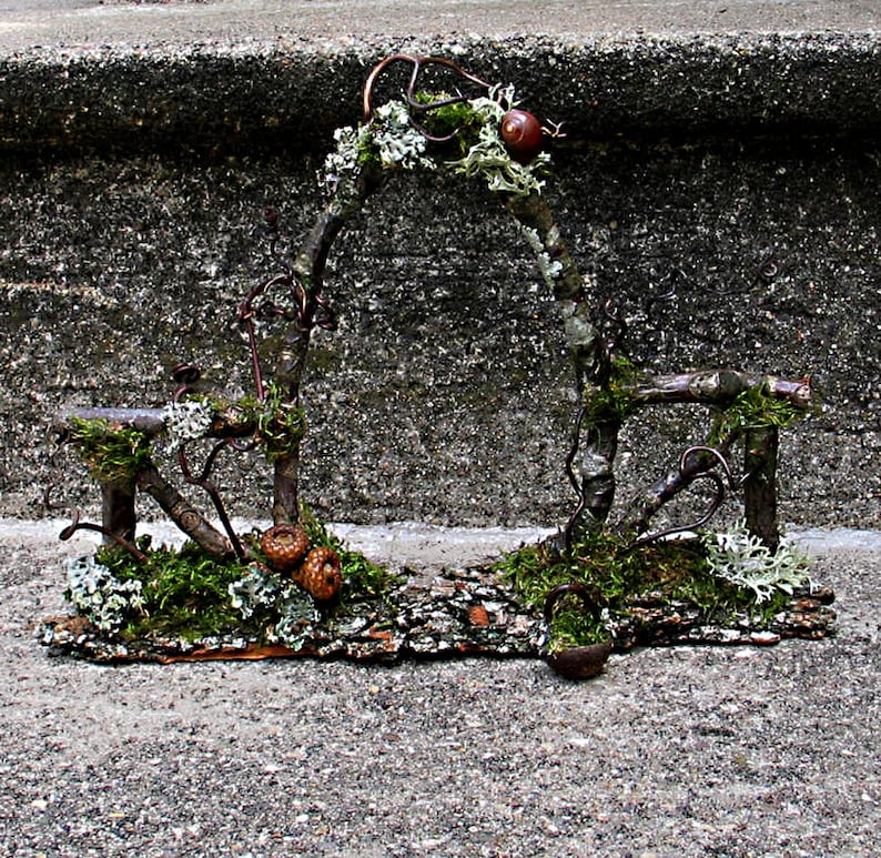 Faery Garden Gate, Custom Order, natural materials, dollhouse, woodland, rustic, waldorf, fairy, miniatures image 2