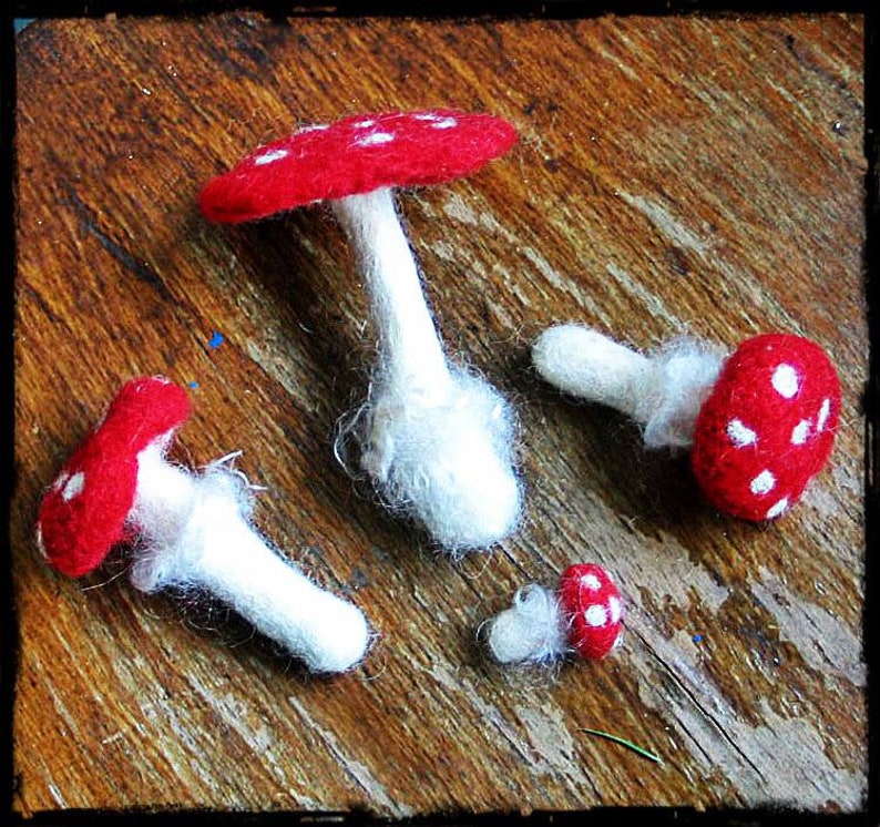 Felted Mushrooms Needle Felted Magic Mushroom Set Felted Amanita Mushrooms Faery Mushrooms