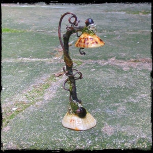 Faery Floor Lamp, fairy, faery dollhouses, faery gardens, fantasy, magic, Waldorf, natural materials, miniature lamp image 1