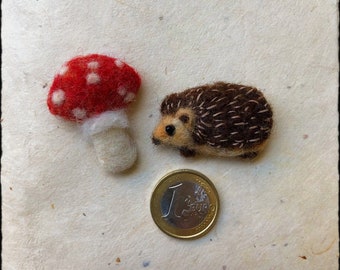 Little mushroom or hedgehog brooches