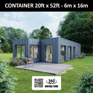 Plattegrond containerwoning met 2 slaapkamers en metalen bekleding - 52 m2 - 560 ft2