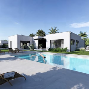 Modern House Plan 3 Bedroom Pool, 1400 sq ft, 127m2 Luxury Villa Blueprint, One Story Home Design, Digital PDF Download Home Plans
