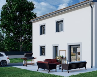 Traditional house plan - 140 square meters - T5 - floor - master suite - 2 sloped roof. Gamma House.