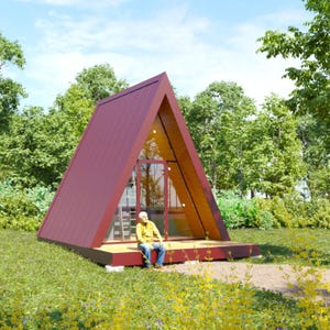 A-frame Cabin Plans, Small Cabin Plans, Tiny House Plans, Cabin Construction, A-Frame Floorplan, Cabin Blueprints, Tiny House Design