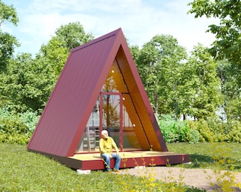 Small A-Frame Cabin Plans: 75 sq ft Tiny House Design