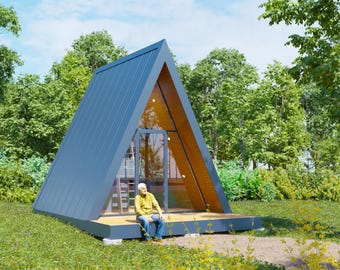 Small A-Frame Cabin Plans: 75 sq ft Tiny House Design