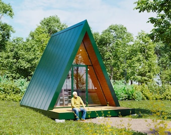 Small A-Frame Cabin Plans: 75 sq ft Tiny House Design