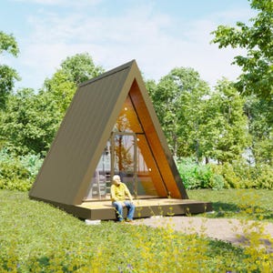 A-frame Cabin Plans, Small Cabin Plans, Tiny House Plans, Cabin Construction, A-Frame Floorplan, Cabin Blueprints, Tiny House Design