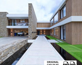 Luxury Villa House Plans: 7 Bedroom Modern Home Blueprint (PDF + CAD Files)