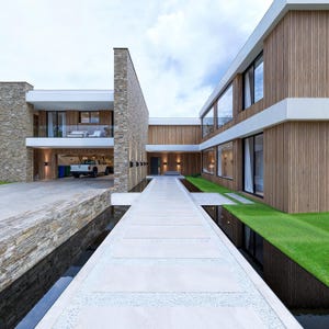 Plattegronden luxe villa huis met twee verdiepingen, plattegronden luxe huis, blauwdruk huis met zeven slaapkamers, plattegronden villa met zwembad, pdf-plattegrond eigen huis