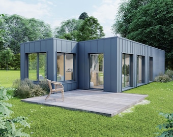 Two-Bedroom Container House Plans: Modern Minimalist Design (PDF Blueprint)