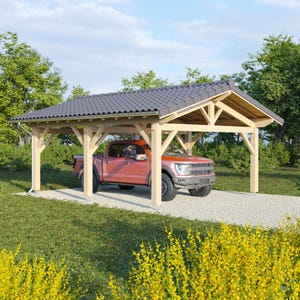 Carportblauwdrukken, Ontwerp Houten Carport, Houten Carportplannen, Bouwplannen carport, Architecturale tekeningen carport, Carporttegels DIY