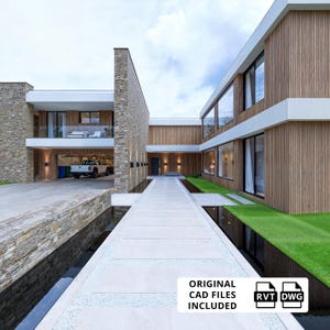 Plattegronden luxe villa huis met twee verdiepingen, plattegronden luxe huis, blauwdruk huis met zeven slaapkamers, plattegrond villa met zwembad, plattegrond modern huis CAD DWG