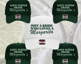 Margaritas and Matrimony Trucker Hat, Custom Final Fiesta Bachelorette Tequila Bachelorette Party Mexico Bachelorette Save Water Drink Margs