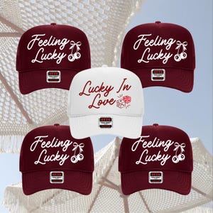 Lucky in Love Bachelorette Hats, Las Vegas Bach Trucker Hat, Bridal Decor, Bridal Party Favor, Bride Gift, Bachelorette party Favor