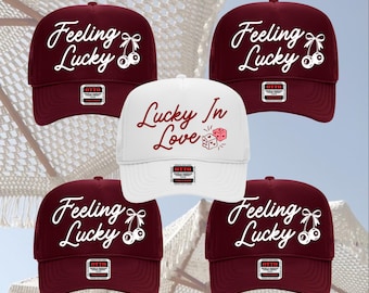 Lucky in Love Bachelorette Hats, Las Vegas Bach Trucker Hat, Dekoracje ślubne, Upominek dla druhny, Prezent dla panny młodej, Upominek na wieczór panieński