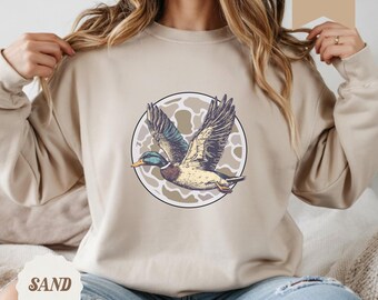 Bluza z okrągłym dekoltem w kamuflażu Duck Camo S-2XL, bluza myśliwska, prezent damski, sweter vintage