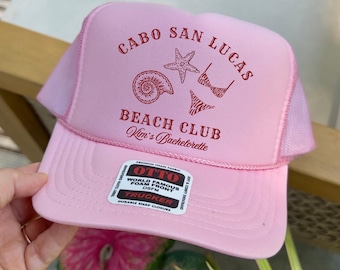 Custom Beach Club Bachelorette Hats, Beach Trucker Hat, Bridal Decor, Bridal Party Favor, Bride Gift