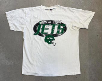 Camiseta vintage de los 90 con gráfico de casco de los New York Jets de la NFL / Fútbol americano de la NFL / Ropa deportiva / EE. UU. / Extra grande blanca