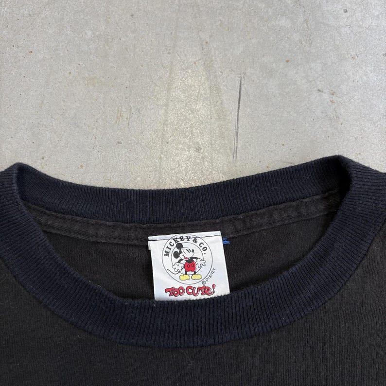 Vintage 90s Walt Disney Mickey Mouse Embroidered T-Shirt / Cartoon / Retro / USA / Extra Large Black image 4