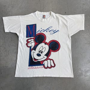 Vintage 90s Mickey Mouse Classics Cartoon Flawed T-Shirt / Retro / Disney / USA / Extra Large White image 1