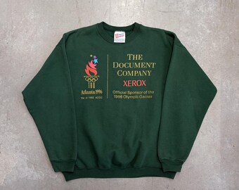 Vintage 1996 Atlanta Olympics Xerox Sponsor Graphic Sweatshirt / Sportswear / Retro / USA / Large Green
