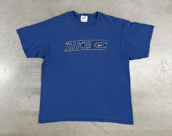 Vintage 90s Nike Basketball Graphic Tshirt / Sportswear / Made in USA / Blue Large