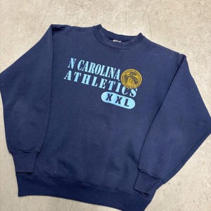 Vintage 80s NCAA North Carolina Athletics Champion Sweatshirt / NCAA Collegiate / Sportswear Crewneck / USA / Medium Navy image 3