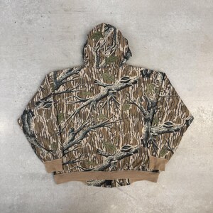Sudadera con capucha y cremallera completa estilo vintage de los 90 con estampado de camuflaje Mossy Oak / Para exteriores / Camuflaje / Ligera / Marrón imagen 5