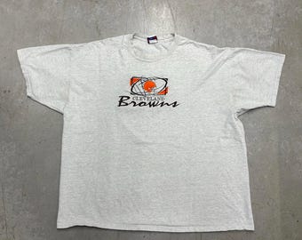 Camiseta vintage de los 90 con casco bordado de los Cleveland Browns de la NFL / Fútbol americano de la NFL / Ropa deportiva / EE. UU. / Extra extra grande gris