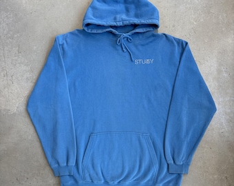 Vintage 2000s Stussy 80 Graphic Hoodie / Skater / Retro / USA / Extra Large Blue