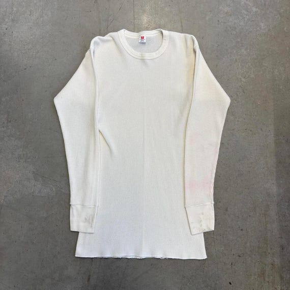 レア 70s 80s USA製 TOWN&COUNTRY トレーナー hanes Vintage 80s Hanes Waffle Knit Thermal Flawed Longsleeve T-shirt