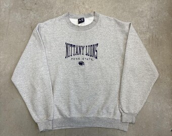 Sudadera vintage de los 90 de los Penn State Nittany Lions con bordado del logo / Estilo universitario / Ropa deportiva / EE. UU. / Gris medio