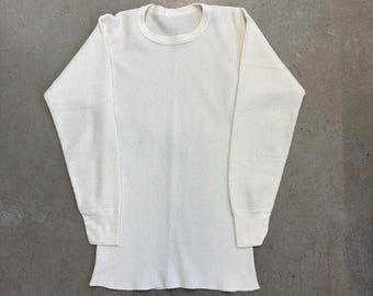 K*O様 70s〜80s Hanes thermal shirt usa製 Vtg 70s 80s Hanes Thermal Long Sleeve Shirt White S/M 50/50 Waffle