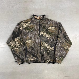 Vintage 90s Real Tree Camo Reversible Full Zip Fleece Sweatshirt / Outerwear / Outdoors / Camouflage Extra Large