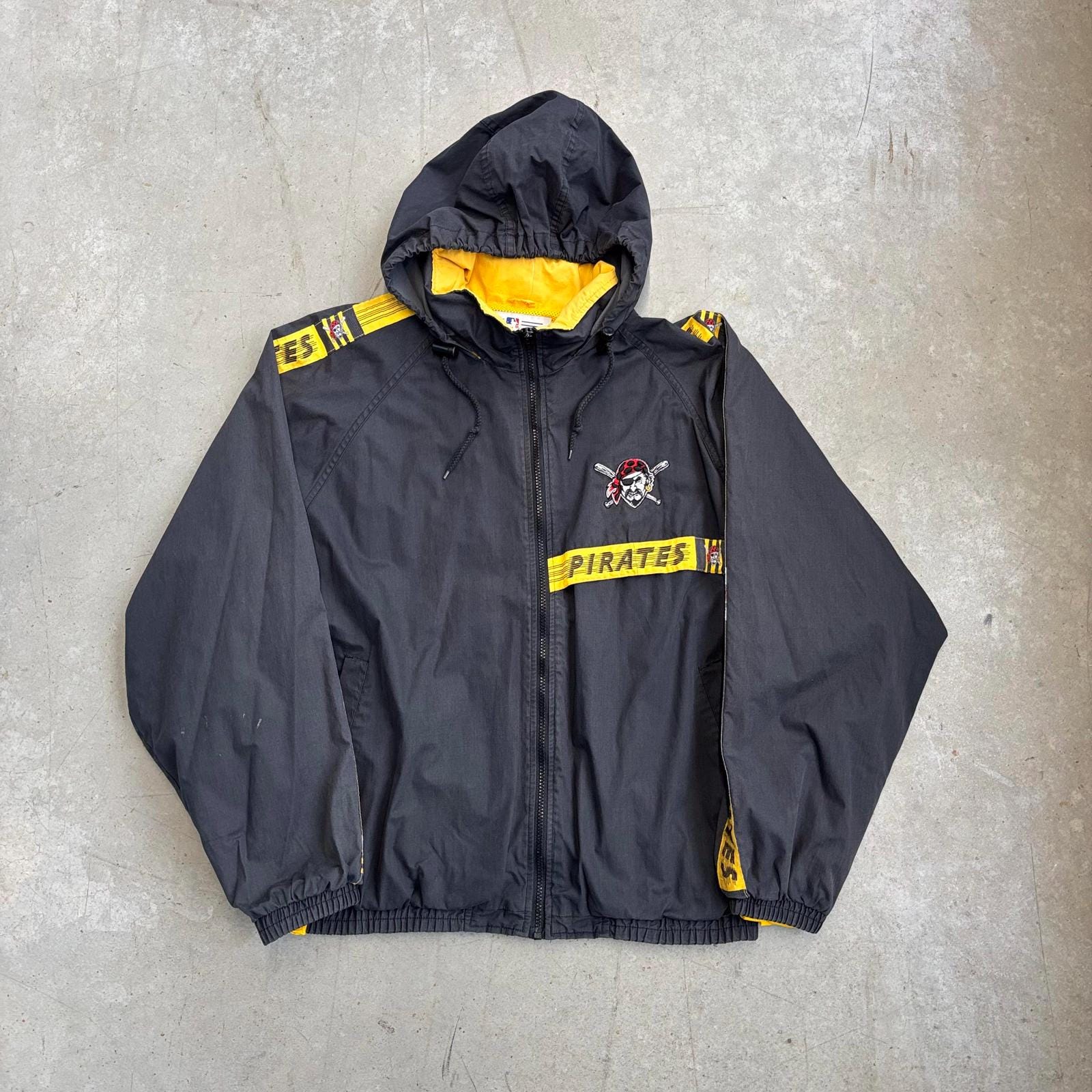 Vintage 90s MLB Pittsburgh Pirates Pro Player Hooded Windbreaker