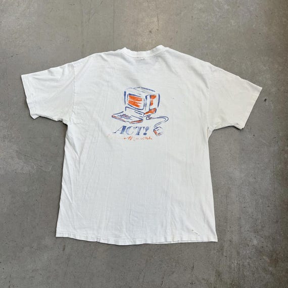 Vintage 80s Apple ACT Macintosh Computer Promo Flawed T