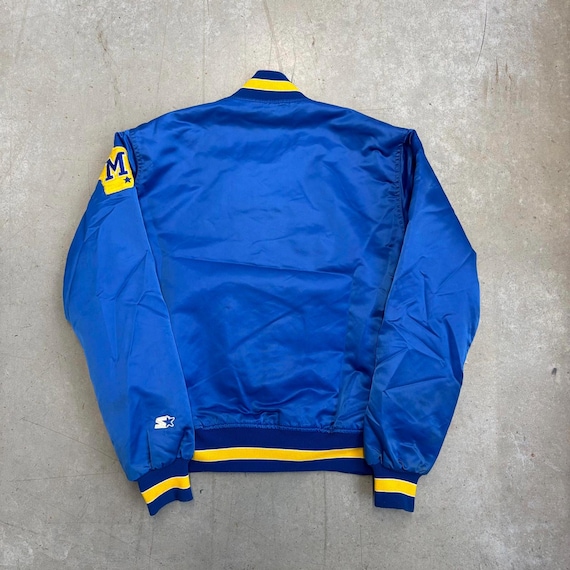 MLB 古着　Milwaukee Brewers プルオーバージャケット Vintage 80s MLB Milwaukee Brewers Embroidered Flawed Satin Starter